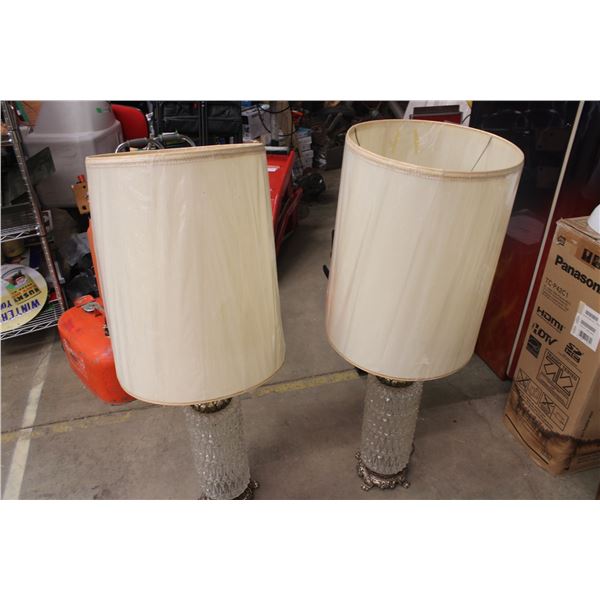 Pair of Retro Clear Glass Lamps with Shades