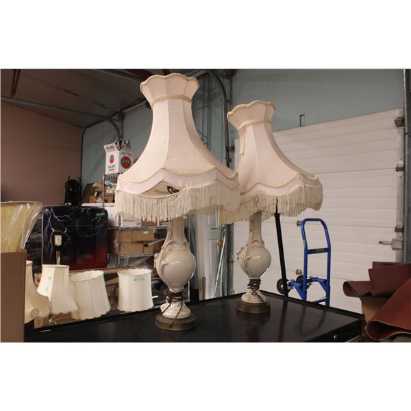 Pair of Retro Glass Lamps with Shades