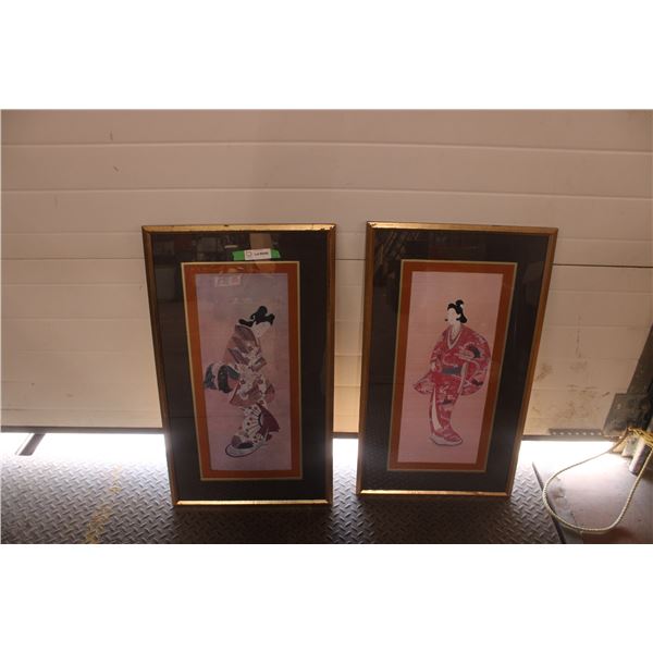 (2X THE MONEY) 2 Chinese Pictures in Frames 9" x 33"