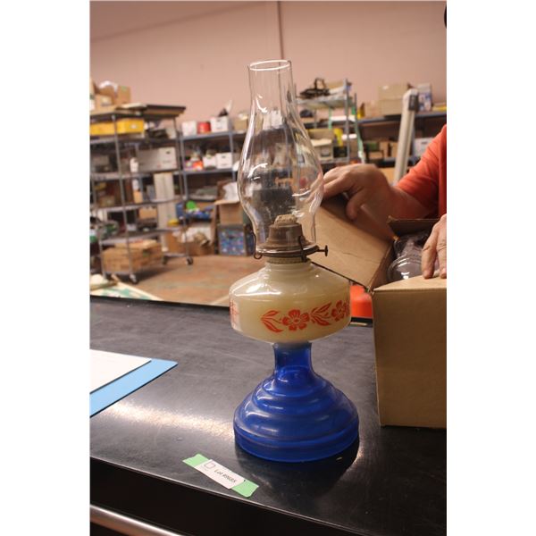 Blue Base Coal Oil Lamp with Shade