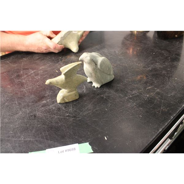 2 Soap Stone Carvings (Bird Damaged On Top)