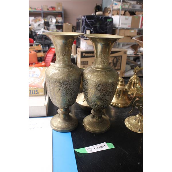 2 Brass Ornamental Vases