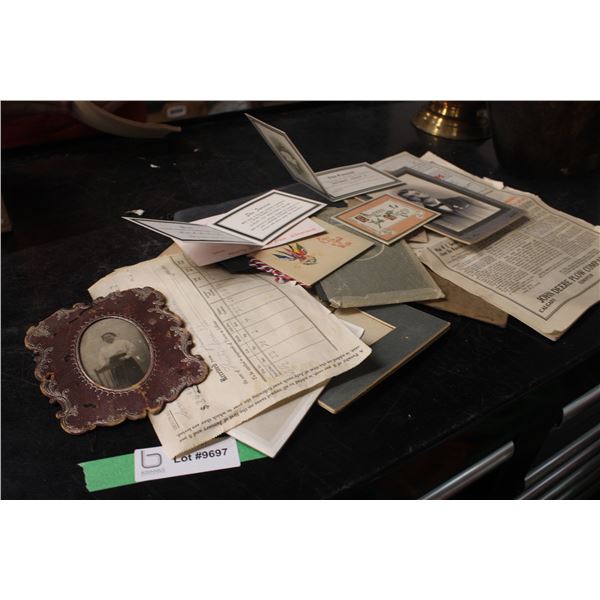 Mixed Lot of Pictures Vintage Picture Paper Work (Vintage Funeral Cards)