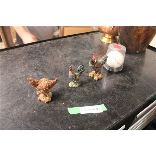 Solid Core Baseball and Three Chickens