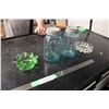 Image 1 : 2 Blue Canning Jars and Misc Glass Pieces