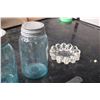 Image 3 : 2 Blue Canning Jars and Misc Glass Pieces