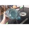 Image 6 : 2 Blue Canning Jars and Misc Glass Pieces