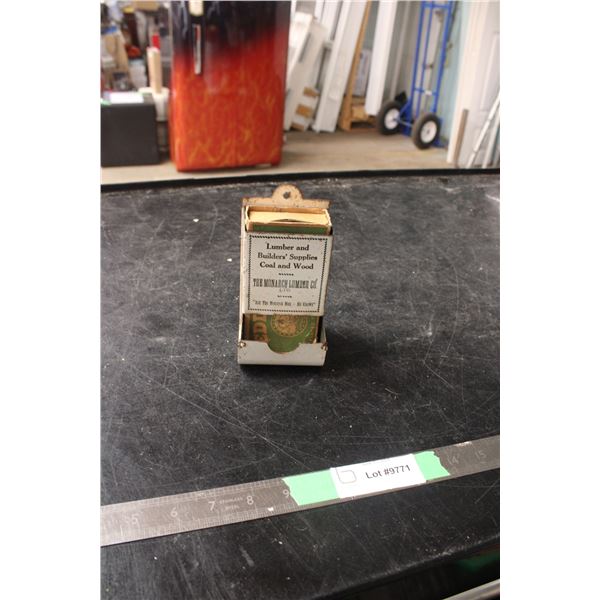 Lumber and Building Supplies Match Box Holder
