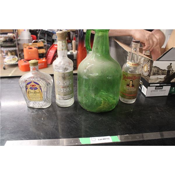 Lot of Vintage Empty Liquor Bottles