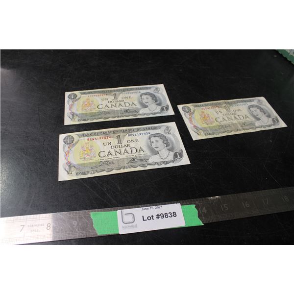 1973 (3) $1 Canadian Bills