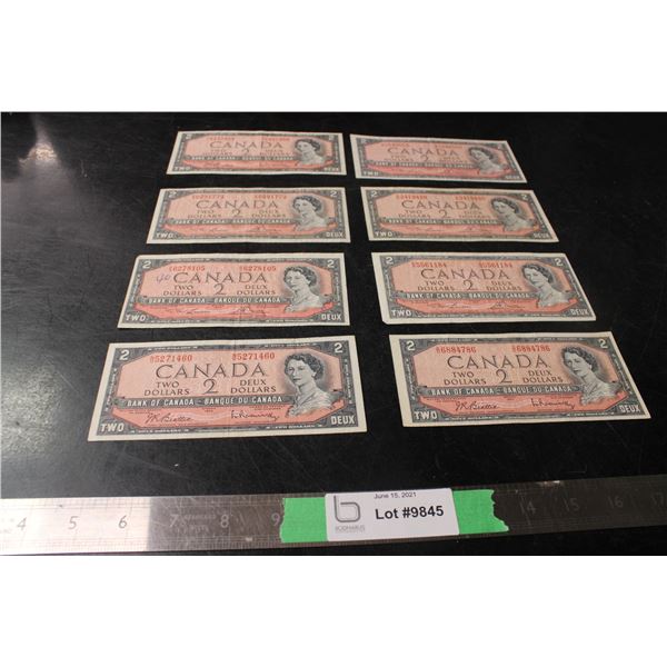 (2X THE MONEY) 1954 Canadian $2 Bills
