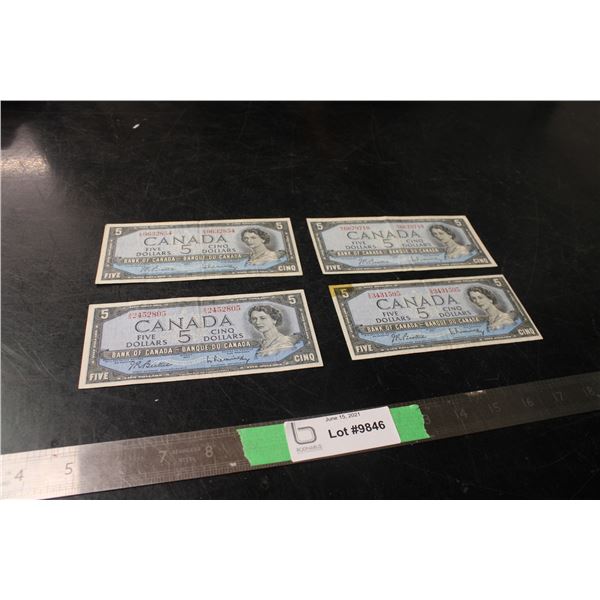 (2X THE MONEY) 1954 Canadian $5 Bills