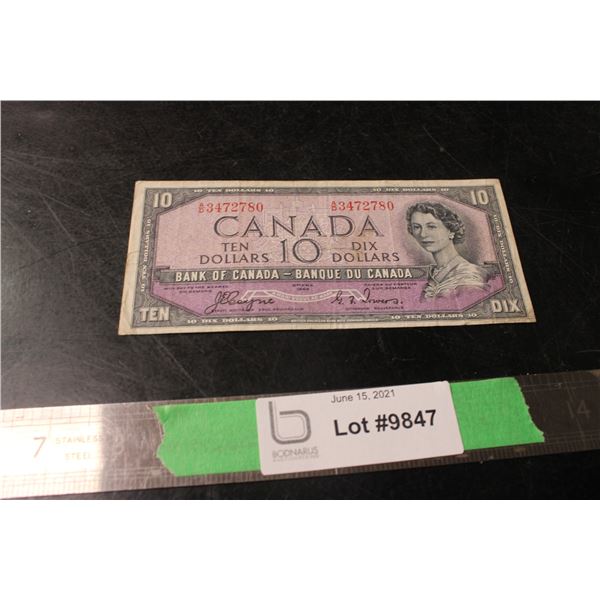 1954 Canadian DF $10 Bill