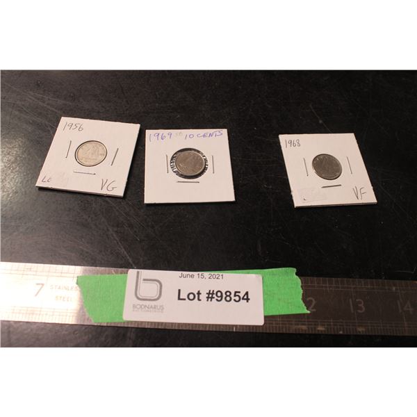 1956, 1968, 1969 10 cent Coins