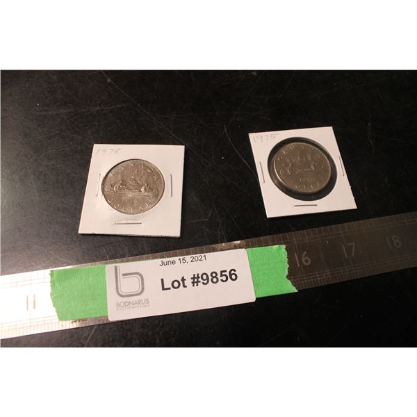 (2X THE MONEY) 1975 + 1978 Canadian $1 Coins