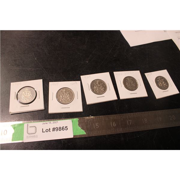 1968, 1969, 1959, 1985, 1952-2002 50 Cent Pieces