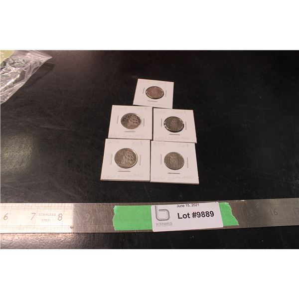 (5) New Zealand Foreign Coins
