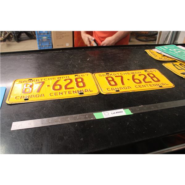 Pair of 1967 Centennial Sask Licence Plates