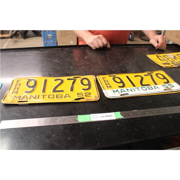 (2X THE MONEY) 1952 + 1955 Manitoba Farm Plates