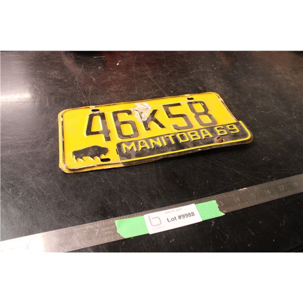 1969 Manitoba Licence Plate (Damaged)