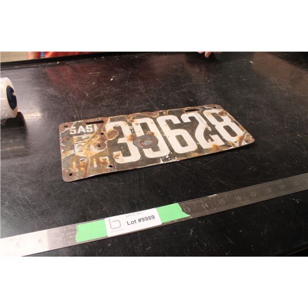 Porcelain / Enamel 1919 Sask Plate