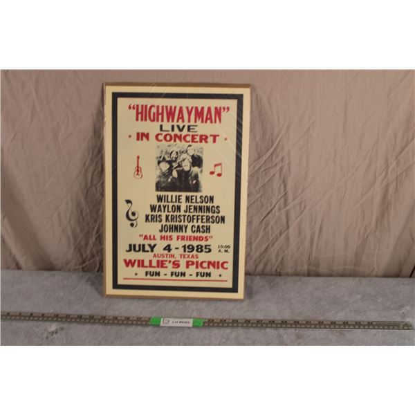 Willie Nelson Concert Poster 12x18