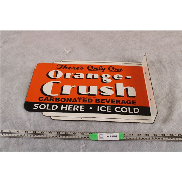 Flanged Orange Crush Porcelain Sign 17x12