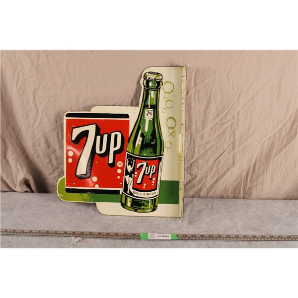 Flanged 7-UP Porcelain Sign  16x18.5"
