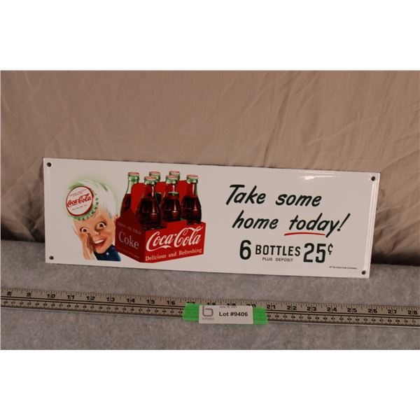 Coca Cola Porcelain Sign 5.5"x17"