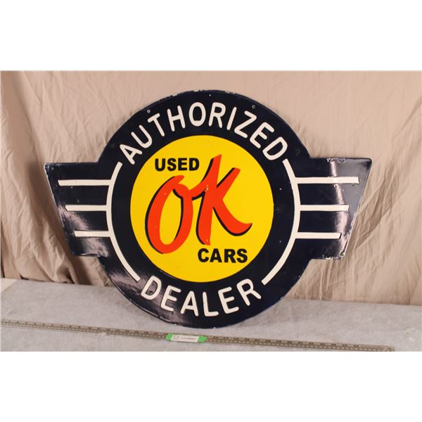 OK Used Cars Porcelain sign - Double Sided 34x24"