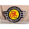 Image 1 : OK Used Cars Porcelain sign - Double Sided 34x24"