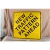 Image 1 : Large "New Traffic Pattern" Sign 30x30 (damaged)