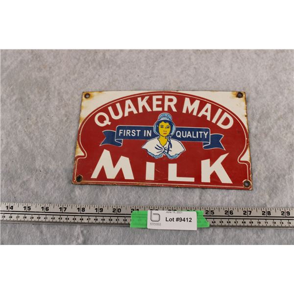 Quaker Maid Milk - porcelain sign 6x10"