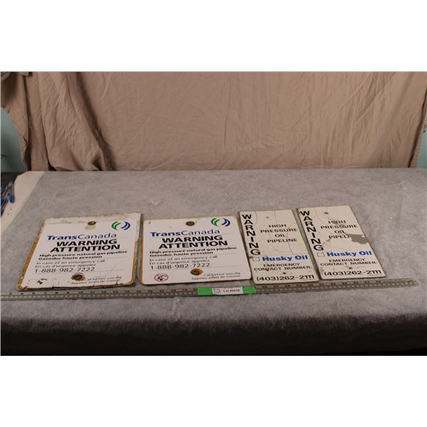 Trans Canada Danger High Pressure signs + Husky Oil Sign