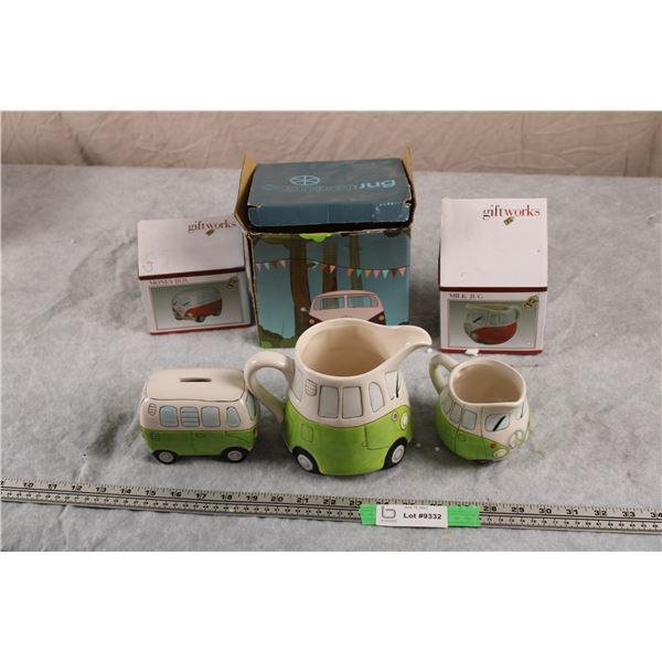 Volkswagen Ceramic Lot - Money Bank, cream + sugar
