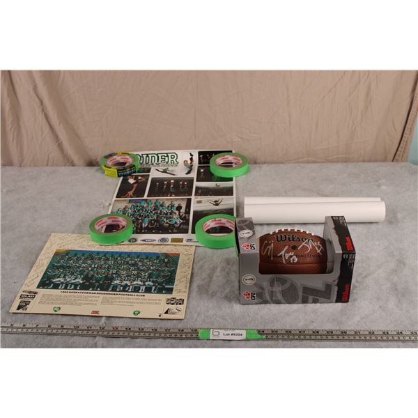 CFL Signed Football (Hedley half time Band) + 1982 Print + Cheerleader Posters