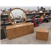 Image 1 : Dresser & Mirror 29"H 70"W 18"D, Plus Mirror 43" x 48" , w Nite Table 22" H x 24" W x 18" D