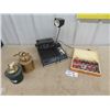 Image 1 : Candle Radio/Alarm Clock/ Lamp, Router Bits, & 2 Railway Lamps