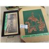 Image 3 : New Old Stock Big Eyed Girl 20" x 8", Picture By R C Lockhard, Embossed Copper Flamingo Mid Century,
