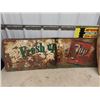 Image 2 : 2 Metal Embossed Signs 1) 7 UP 17" x 47" 1) Pepsi 47" x 17"