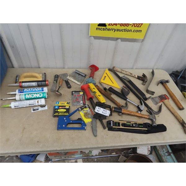 Hammer, Wrecking Bar, Staples, Caulking, Levels, Trowels Plus More!