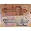 Image 1 : Canada 1986 $2.00 & $5.00 Bank Notes