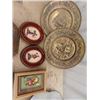 Image 2 : Royalty Framed Plate, Concord Plate, Petite Point Pictures, Brass Display Plates