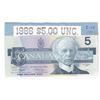 Image 1 : 1986 Canadian $5.00 Banknote Uncirculated - Last Year for Paper Issue