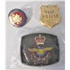 Image 1 : RCAF Belt Buckle, Commissionaires Pin, RCAF Police Pin