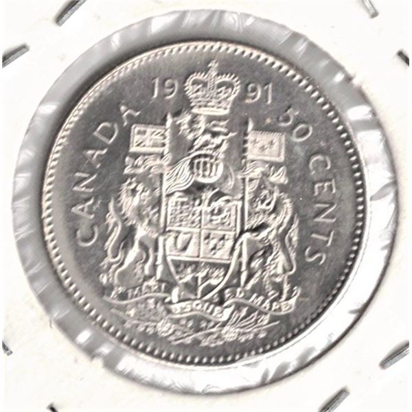 Canadian 50 Cent Coin - 1991