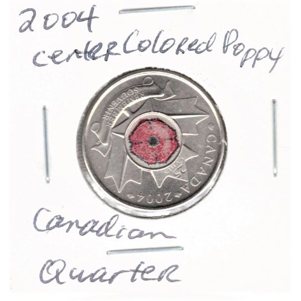 Canadian Quarter 2004 - Center Coloured Poppy