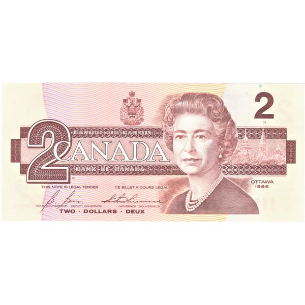 Canadian $2 Bill 1986