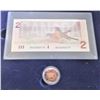 Image 1 : Royal Canadian Mint 1996 Canada's $2 Proof Coin and Bank Note Set - 14,759/30,000