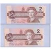 Image 2 : TWO CONSECUTIVE 1986 Two Dollar Bills  CBA0261462 and CBA0261463